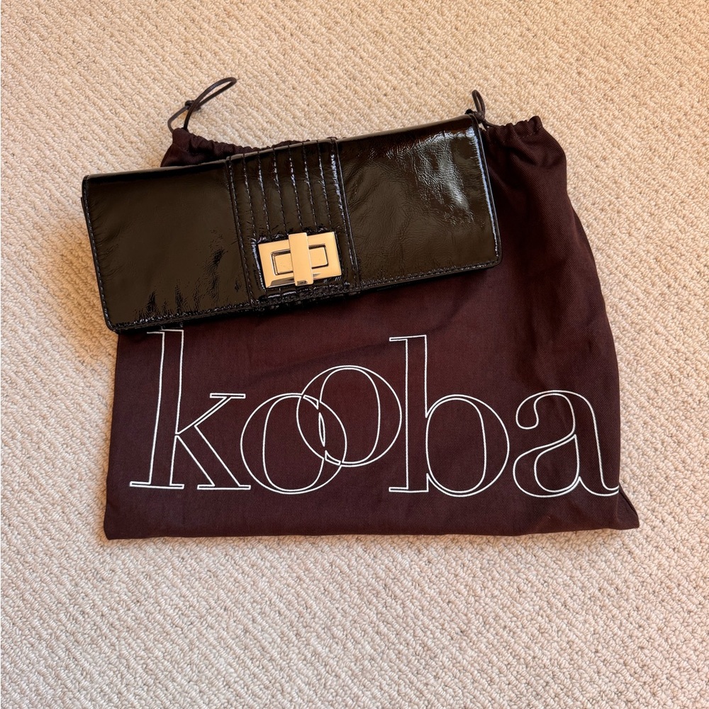 Kooba Penelope Black Patent Leather Clutch New With Tags